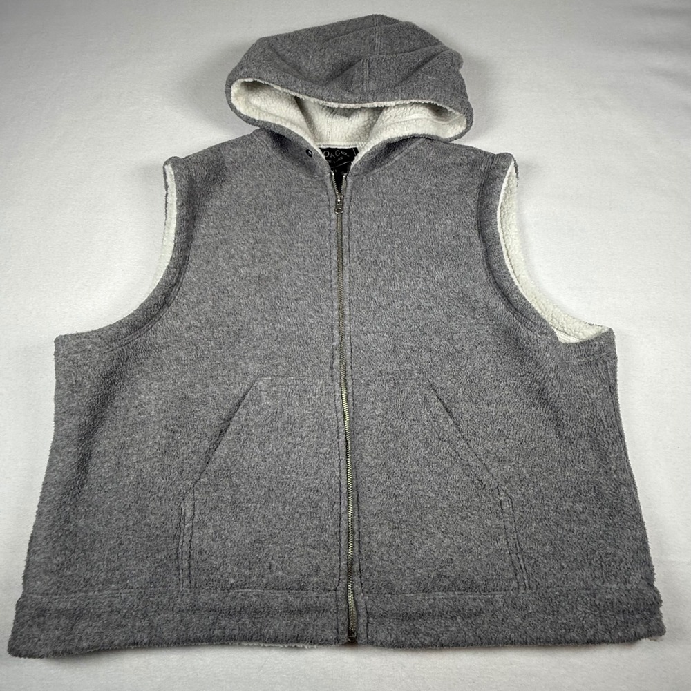 COACO New York Gray Hooded Sherpa Lined‎ Fleece Vest Womens XL Sleeveless
